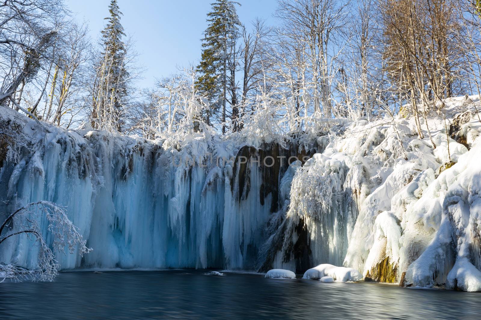 Plitvice lakes during winter with high level of snow by necro79