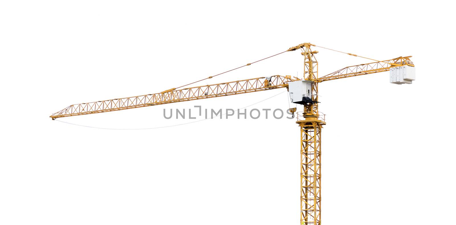 Yellow crane isolate on white background