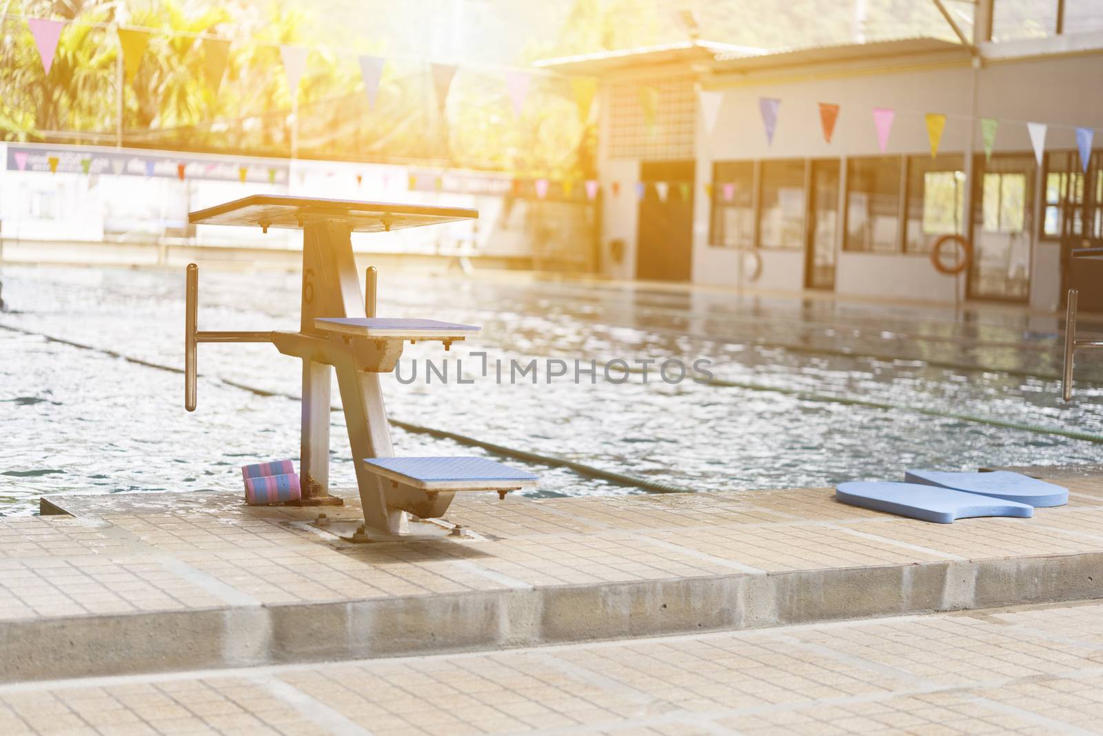 Swiming pool and jumping stand