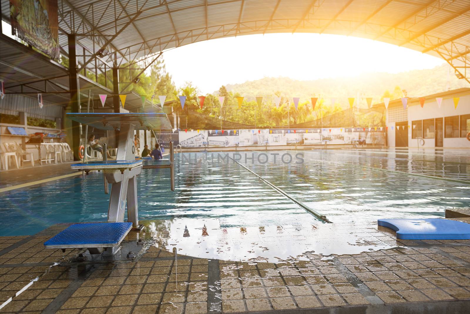 Swiming pool and jumping stand