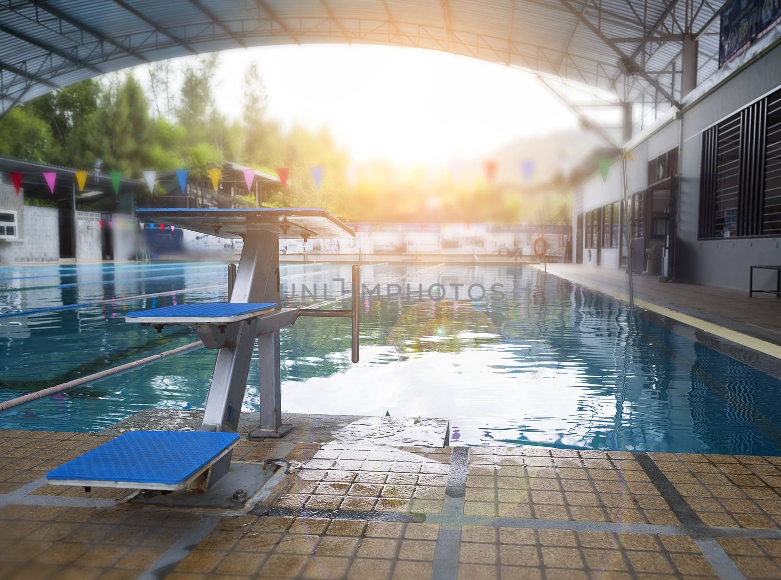 Swiming pool and jumping stand
