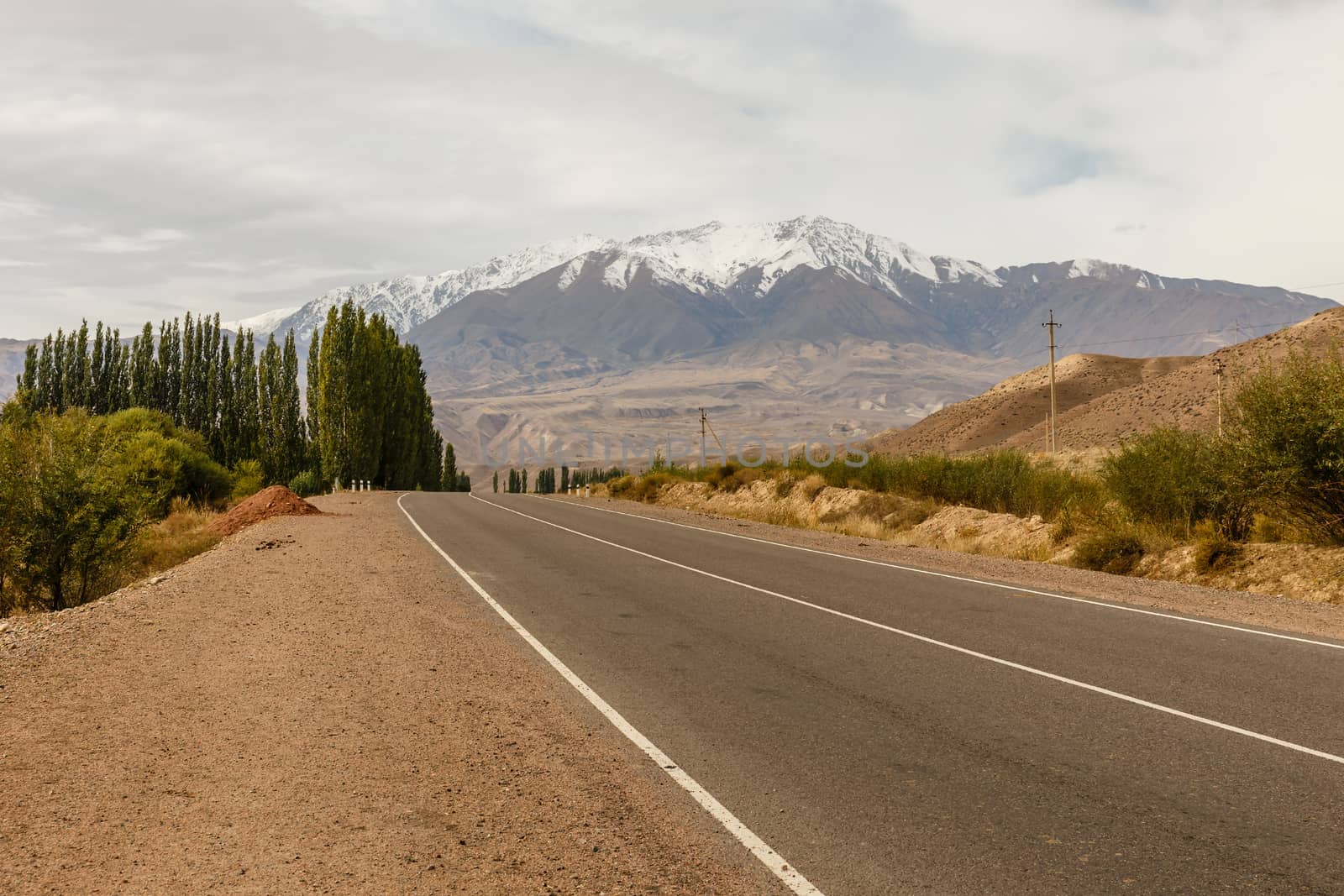 A 367 highway, passing in the Naryn region, Kyrgyzstan, near the village of Aral