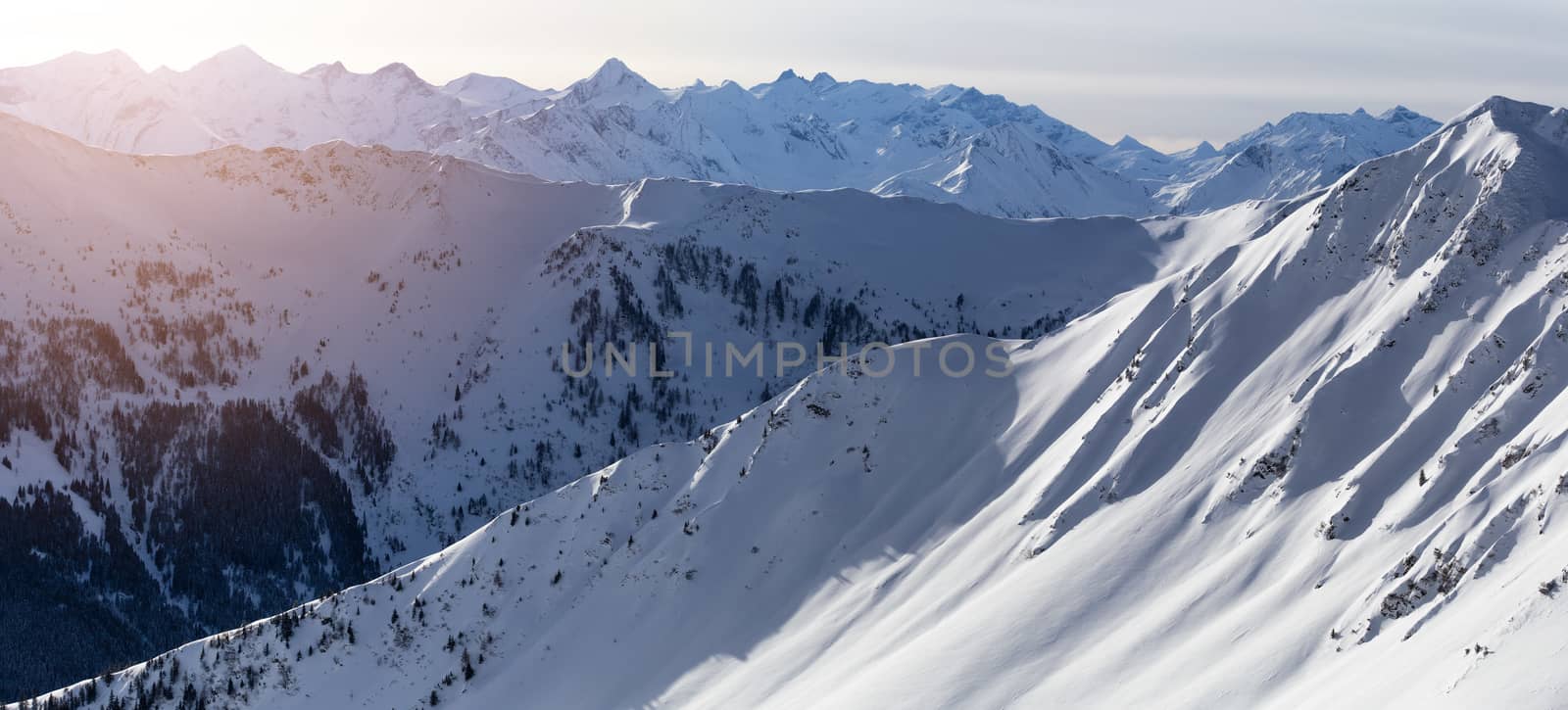 Mountain peaks covered with fresh snow, Austrian Alps, Europe by necro79