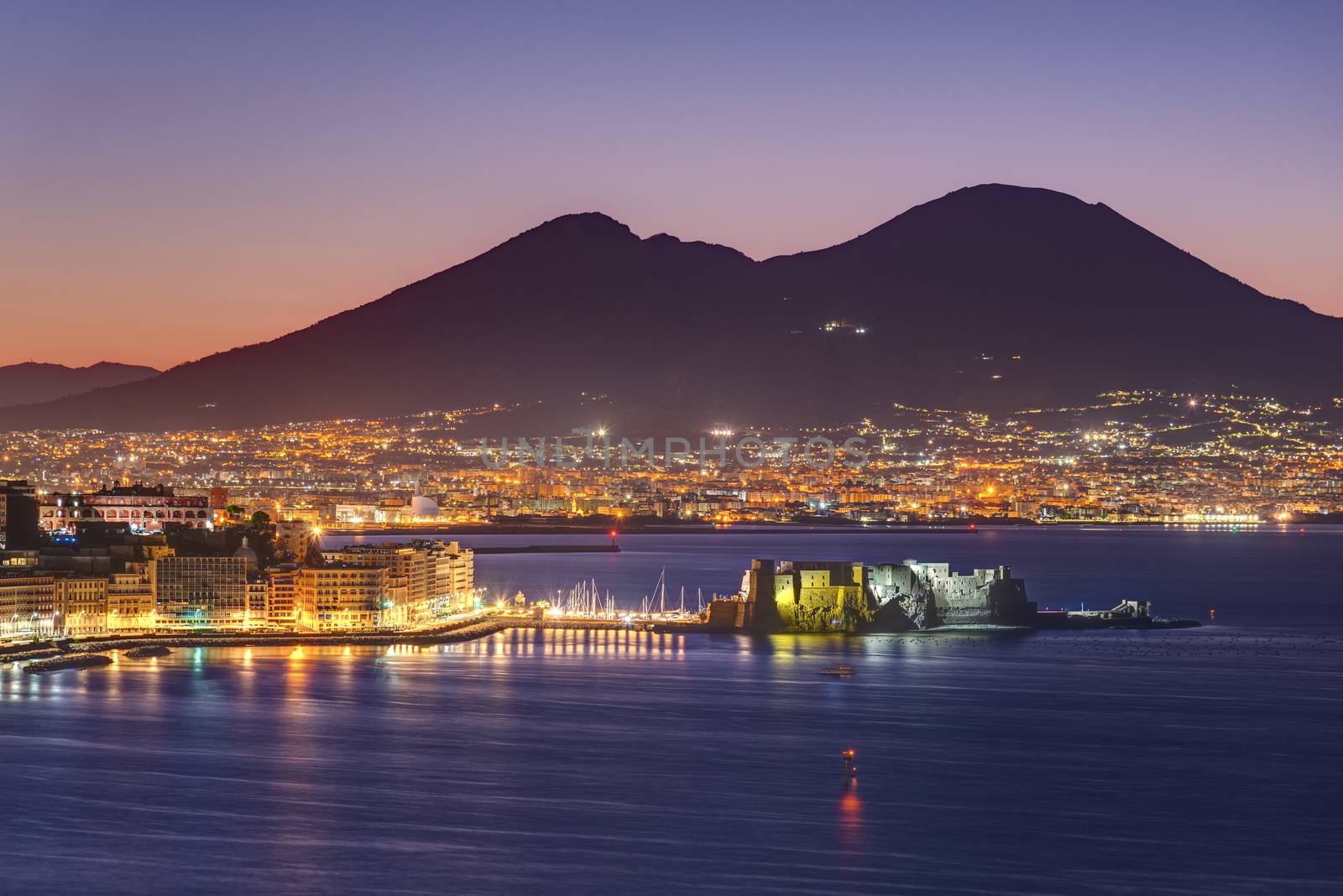View over the Gulf of Naples before sunrise by elxeneize