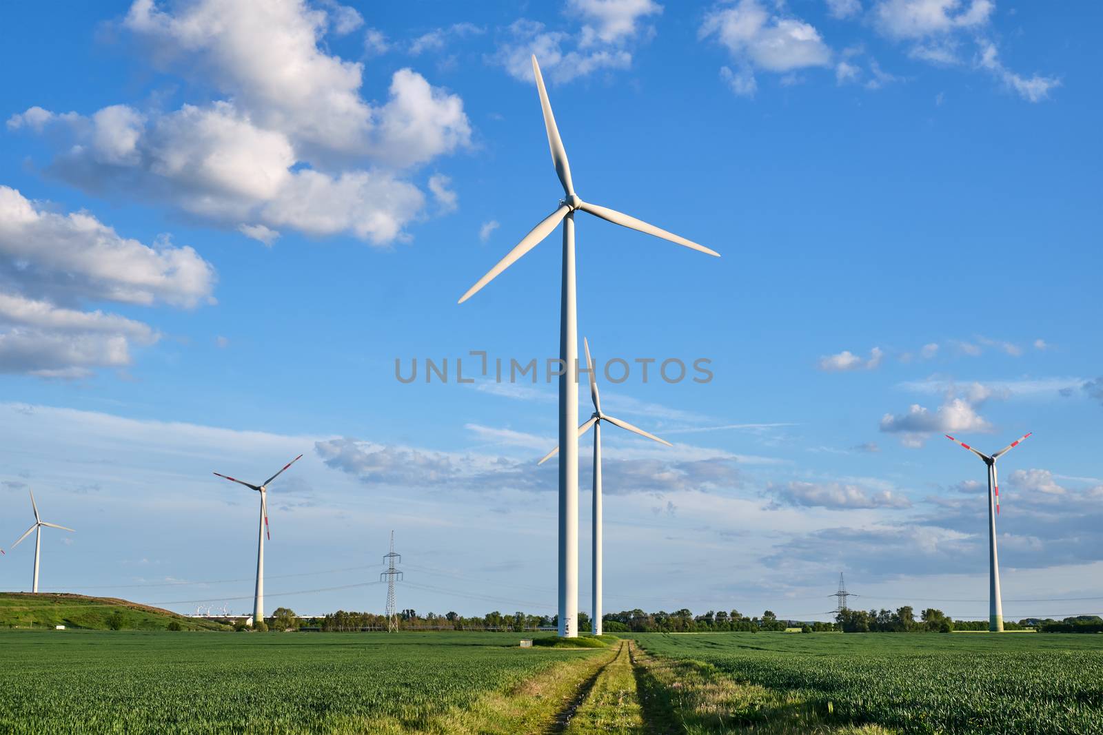 Modern wind wheels seen in rural Germany