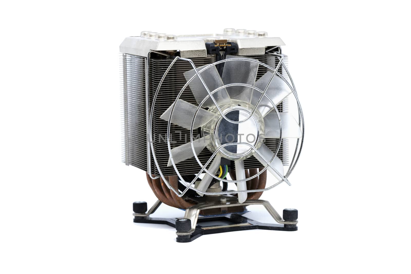 Cooler CPU fan with heat sink and cable , isolated on white background