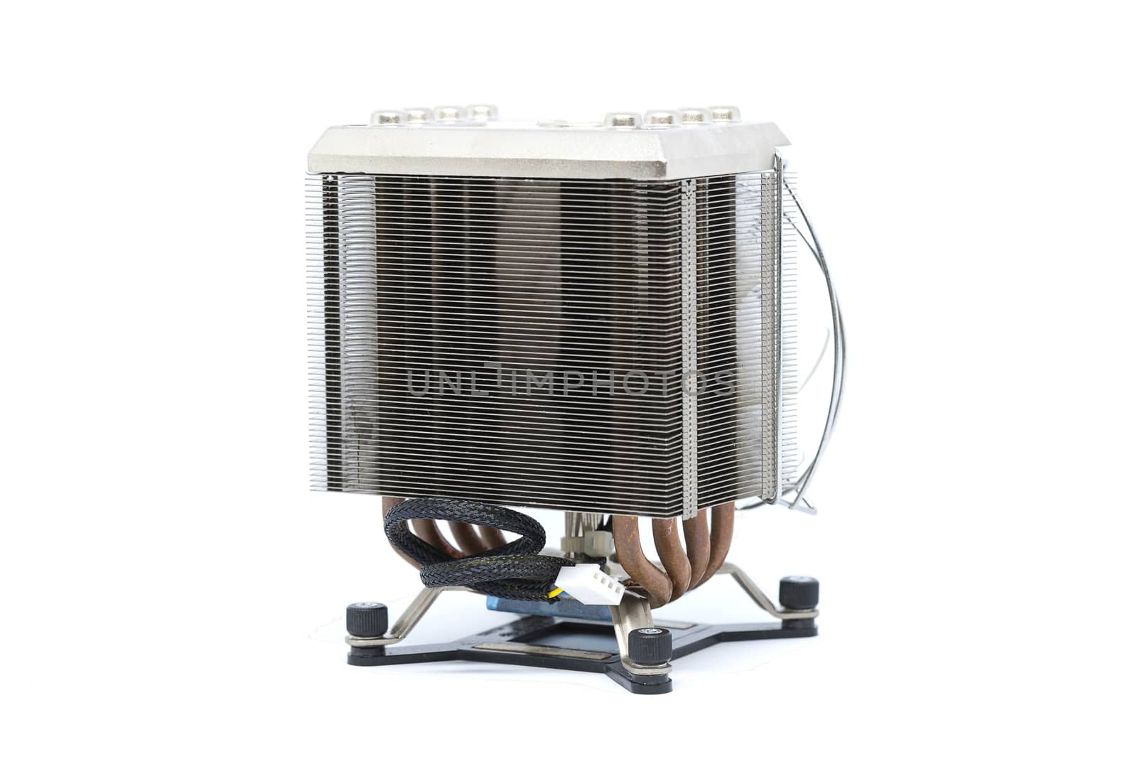 Cooler CPU fan with heat sink and cable , isolated on white background