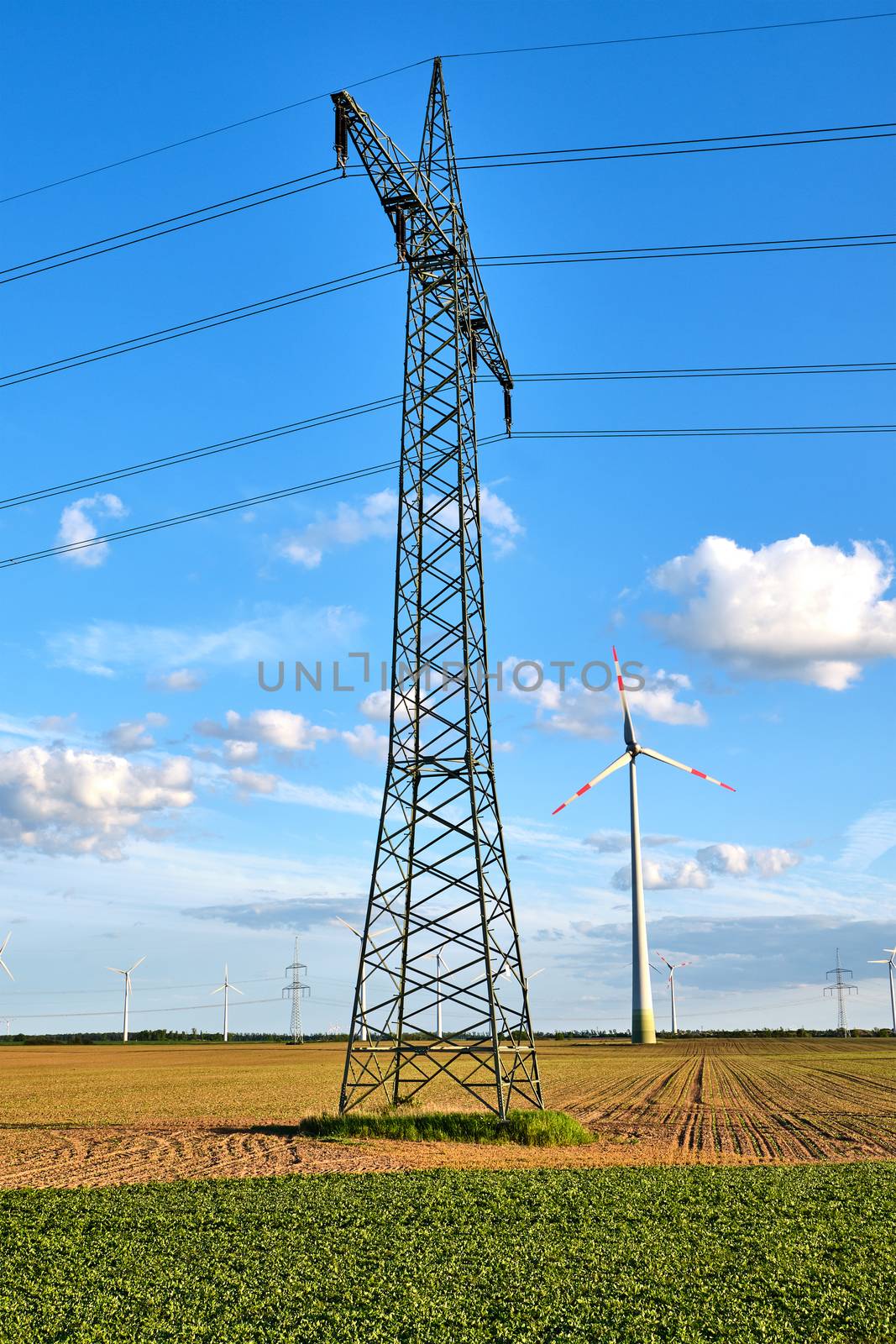 An electricity pylon with wind energy generators by elxeneize