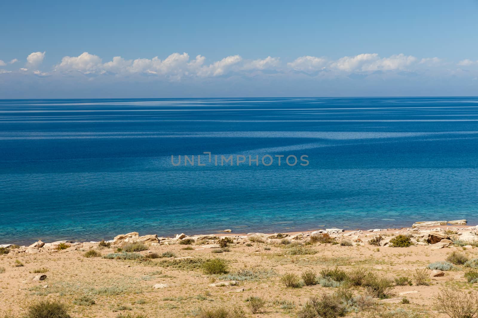 Lake Issyk-kul, Kyrgyzstan, the largest lake in Kyrgyzstan, south shore of the lake