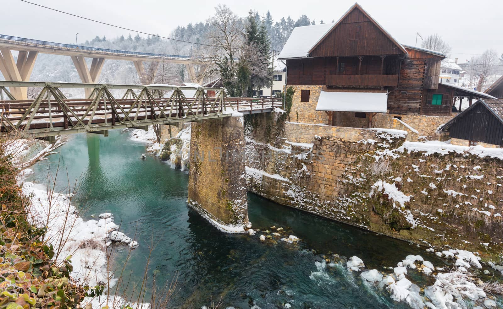 Beautiful and magic waterfalls during winter at Slunj, Croatia,  by necro79