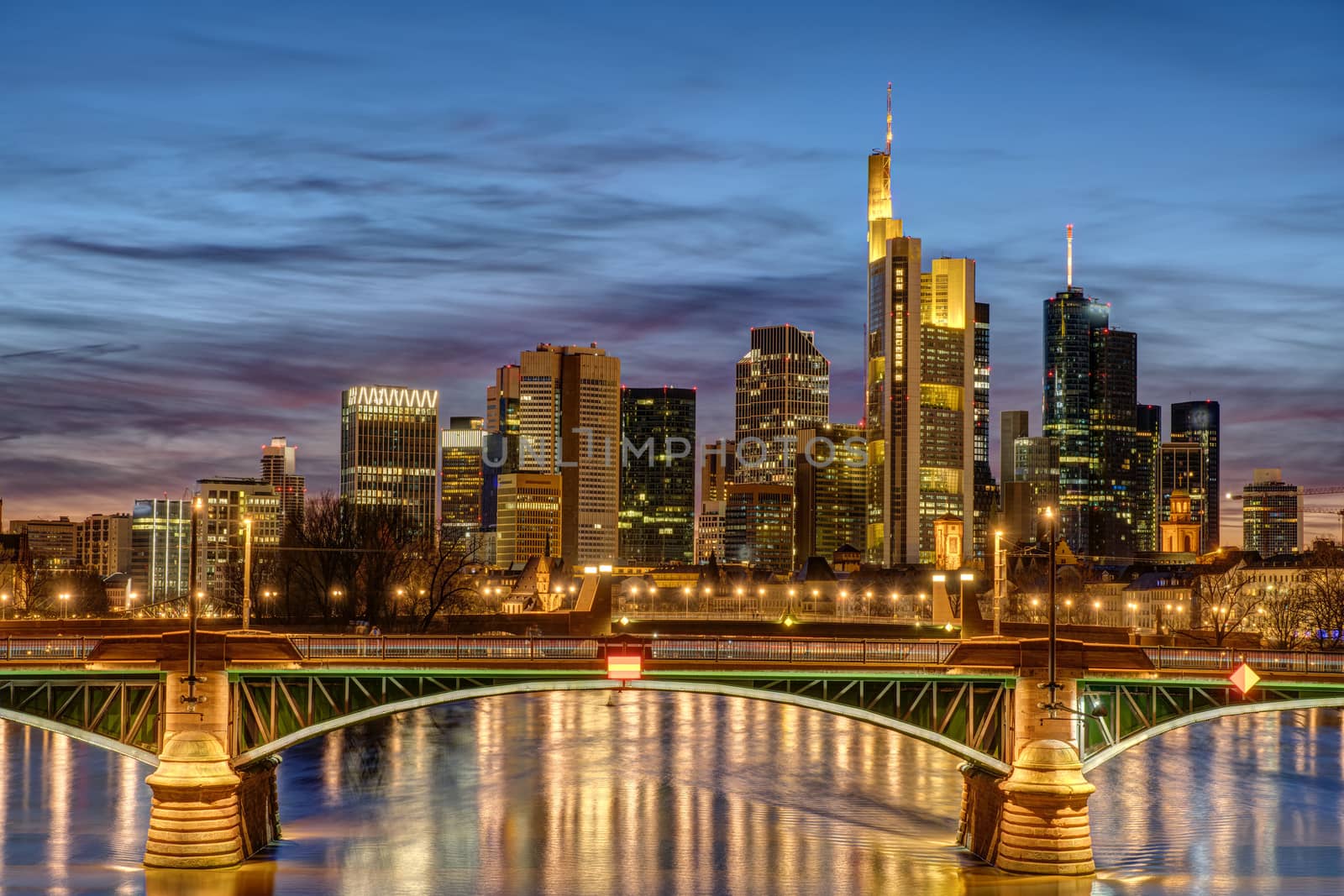 The skyscrapers of the financial district in Frankfurt by elxeneize