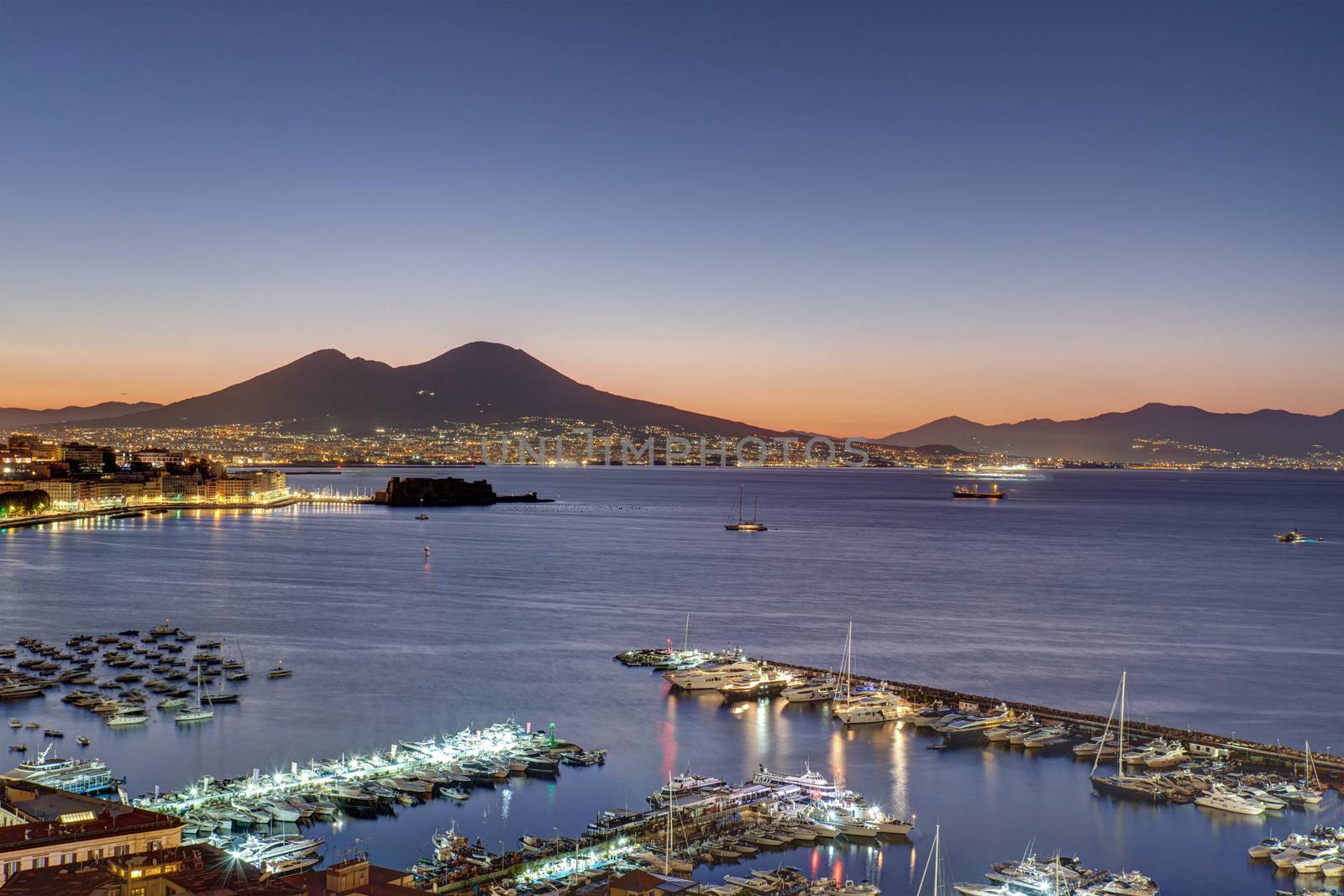 View over the Gulf of Naples at dawn by elxeneize