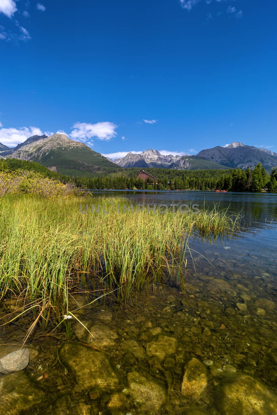 Mountain lake Strbske pleso (Strbske lake) and High Tatras natio by necro79