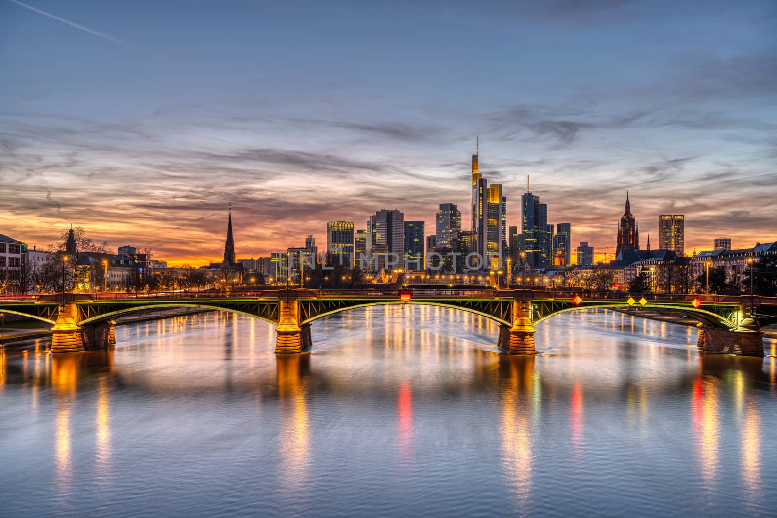 The skyline of Frankfurt in Germany by elxeneize