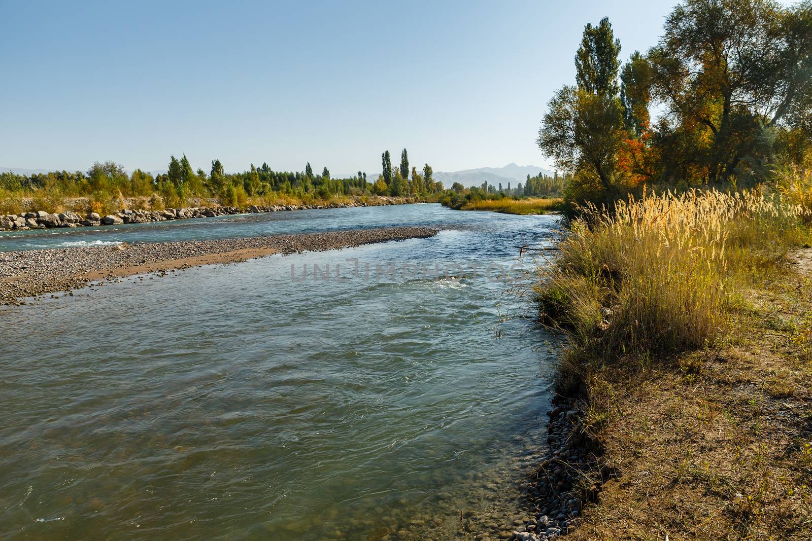 Chu River, border between Kazakhstan and Kyrgyzstan.