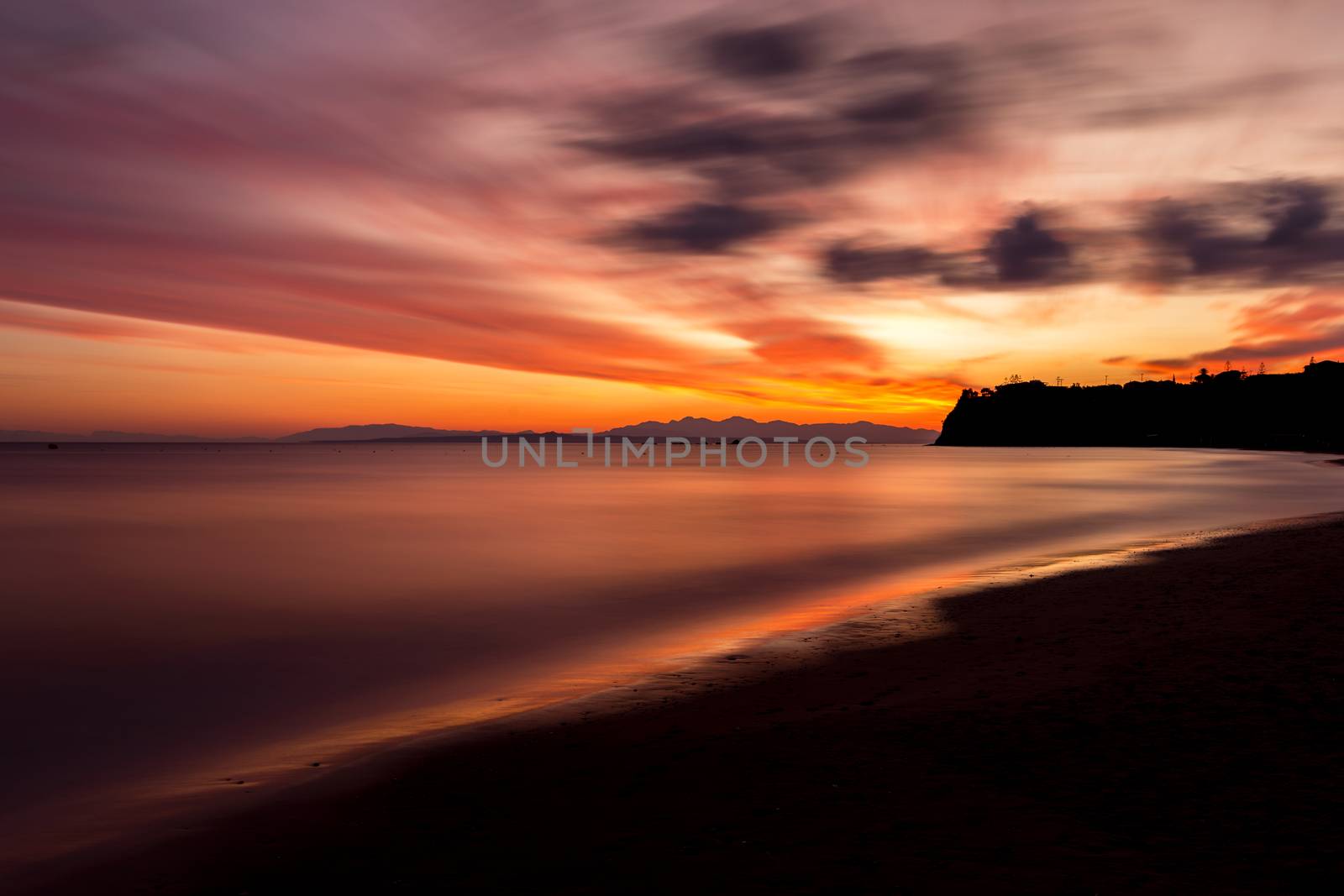 Beautiful sunrise at sea shore