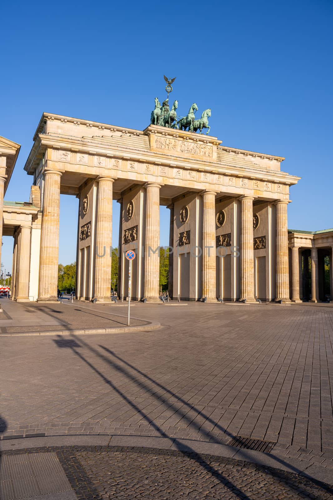 The famous Brandenburg Gate in Berlin in the morning with no people