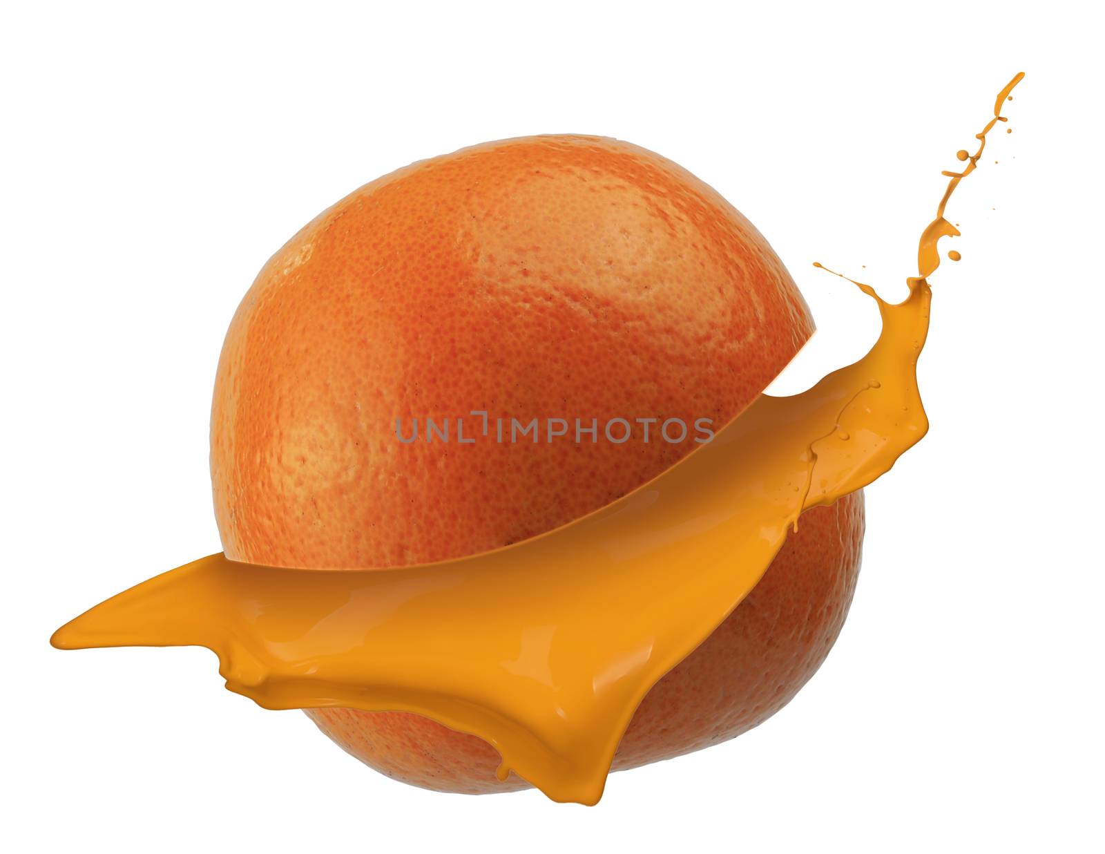 Orange with orange splash isolate on white background.