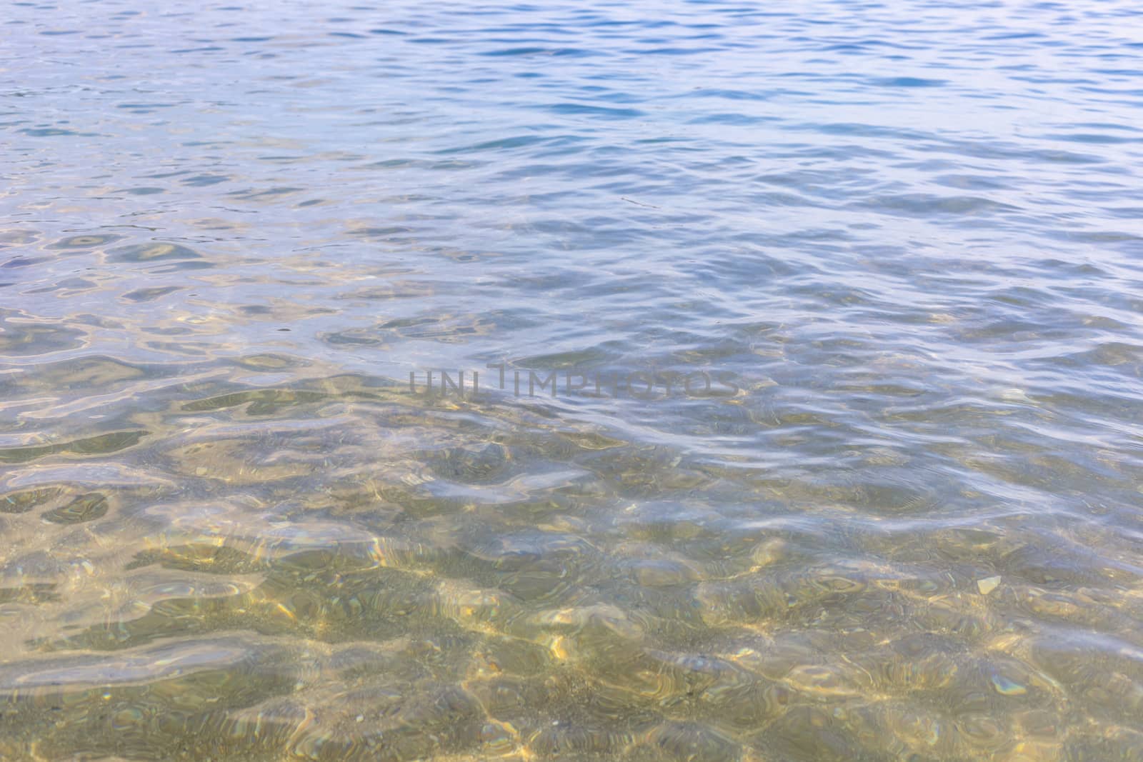 Water of sea with little wave and sand under sea background. With copy space for text or design.
