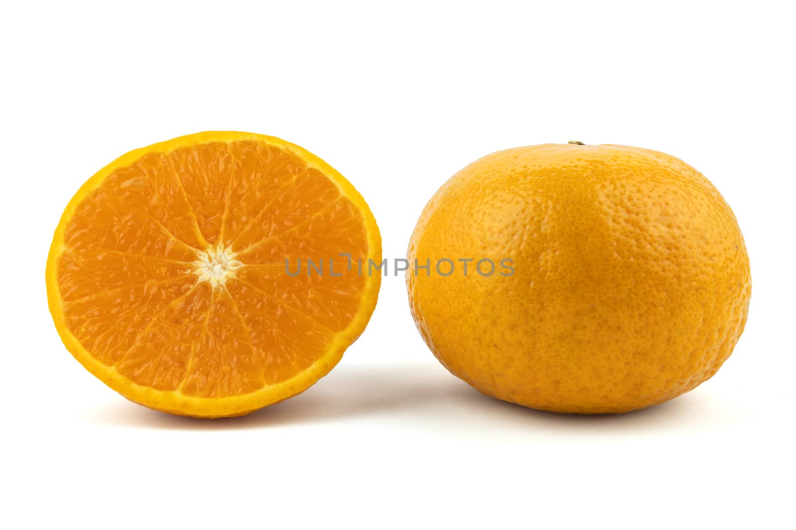 Fresh navel oranges isolated on white background. Save with clipping path.