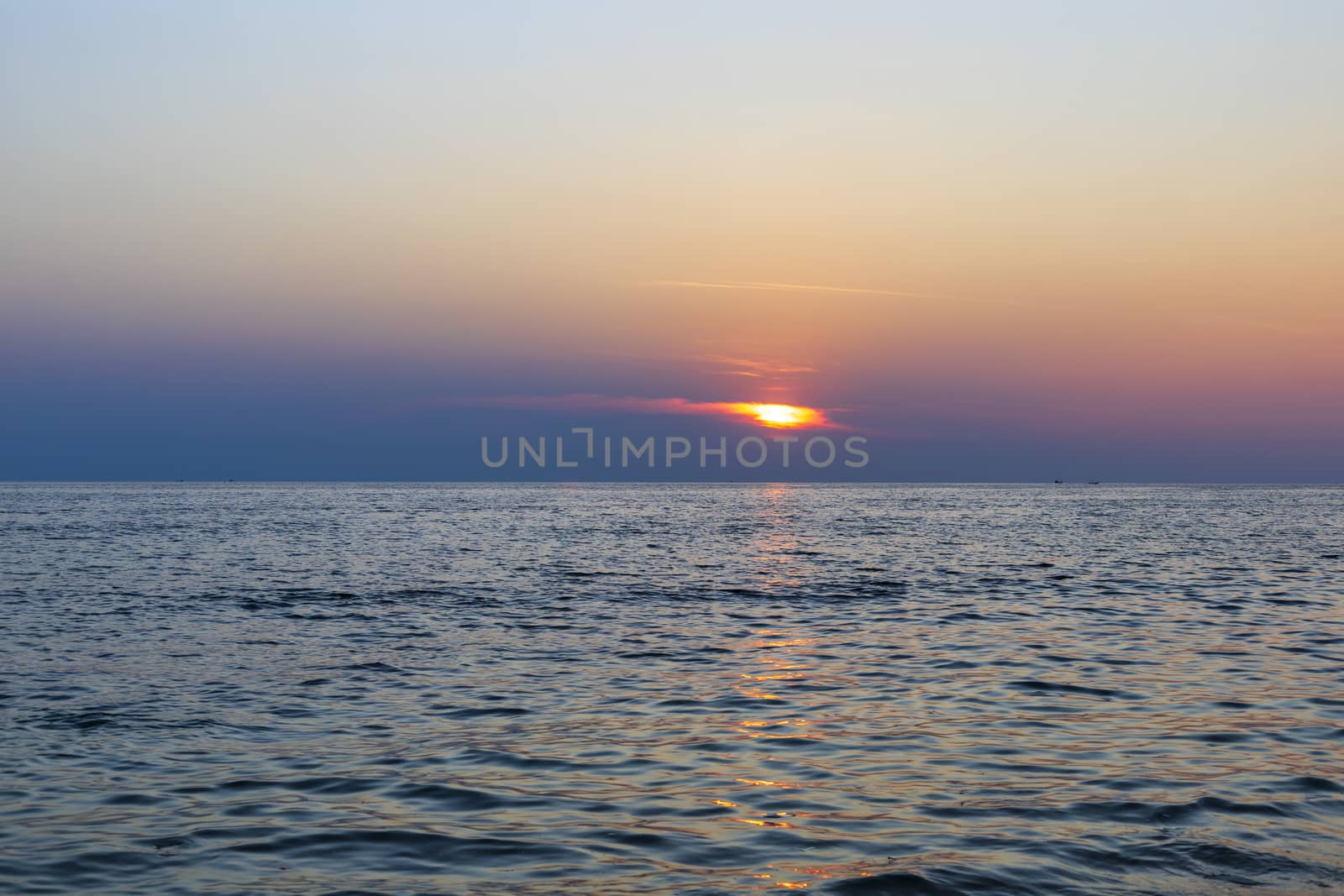 Sky with sunset cloud yellow and blue color background. With copy space for text or design.