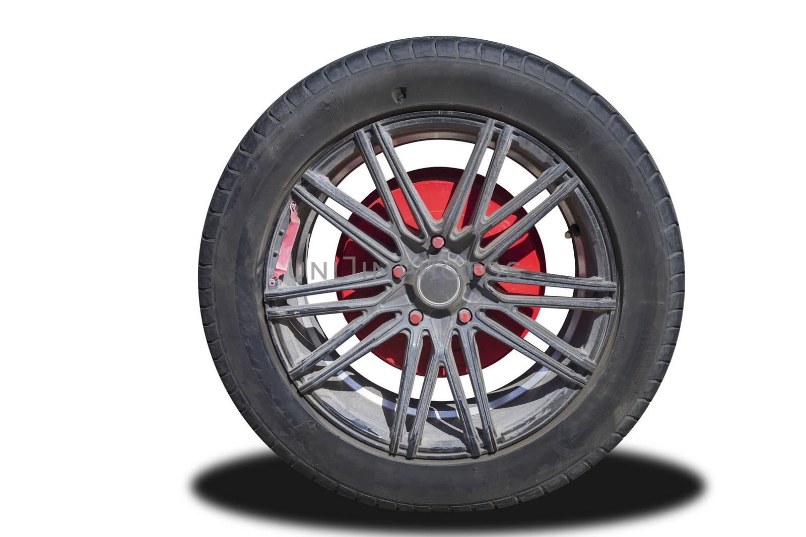 Old car wheels  isolated on white background. Save with clipping path.