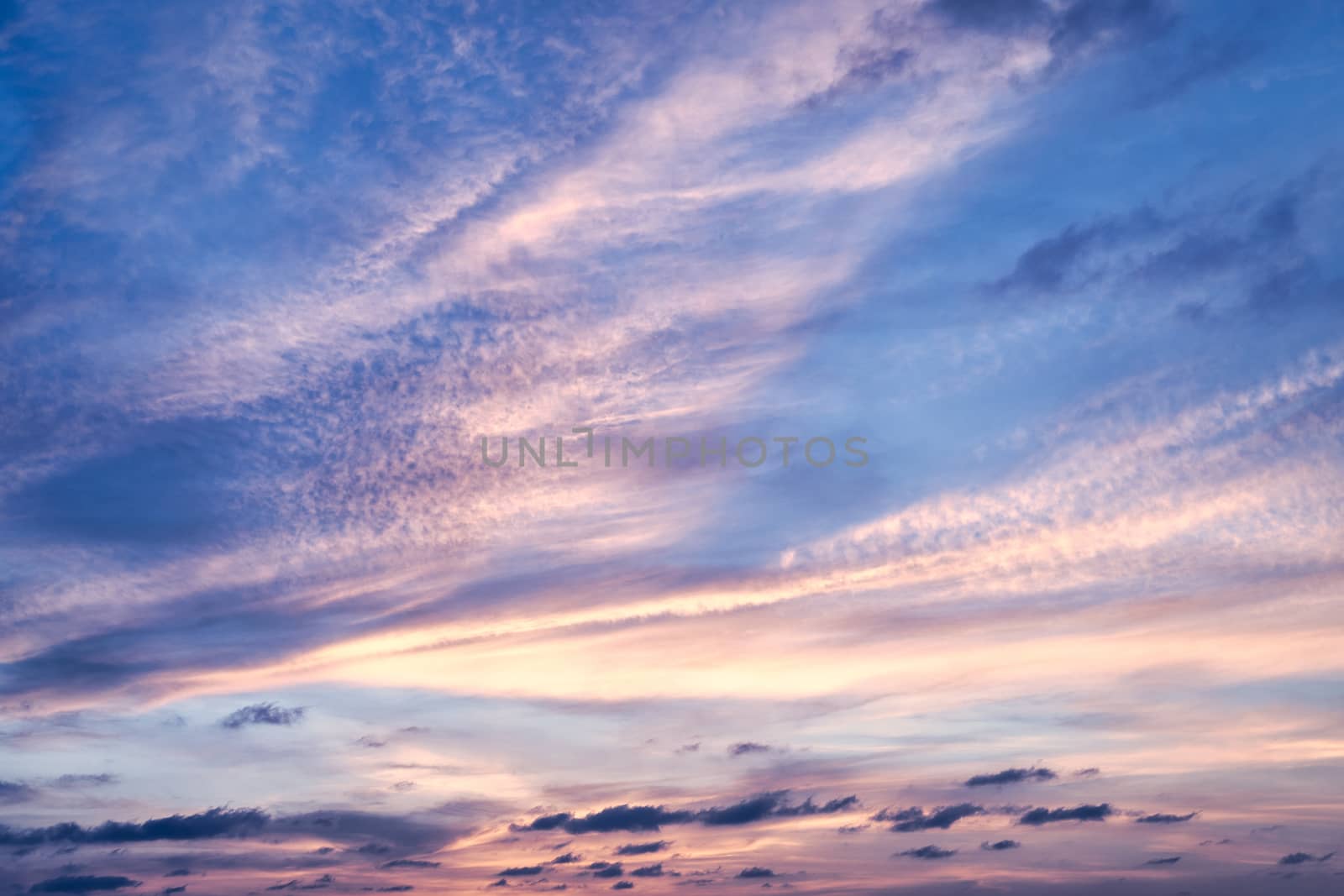Sky with cloud and sun ray yellow and blue color background. With copy space for text or design.