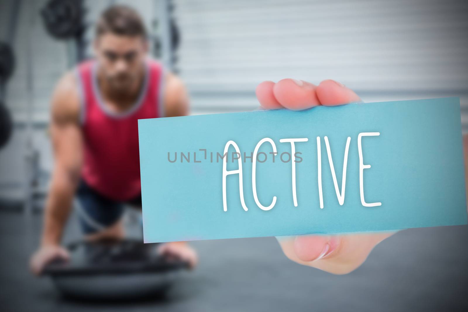 The word active and hand showing card against 