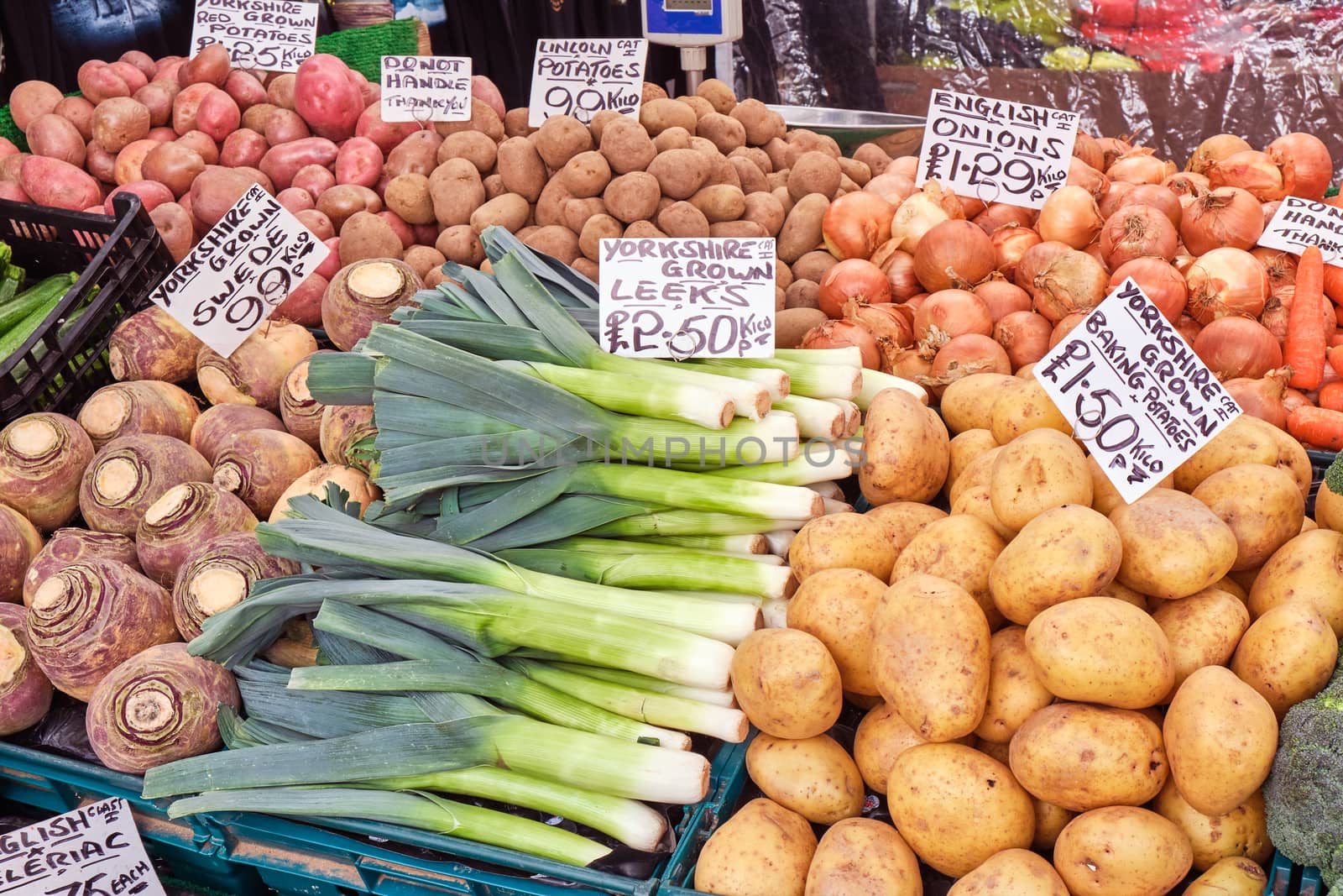 Fresh vegetables for sale at a market