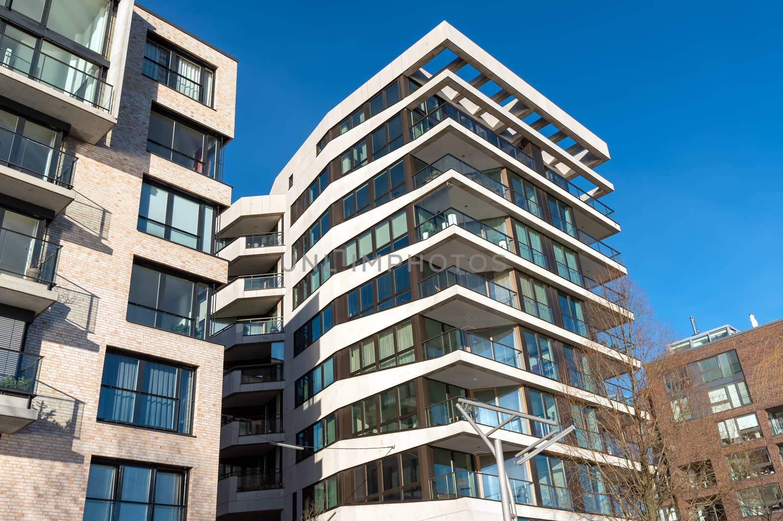 Modern townhouses in the Hafencity in Hamburg