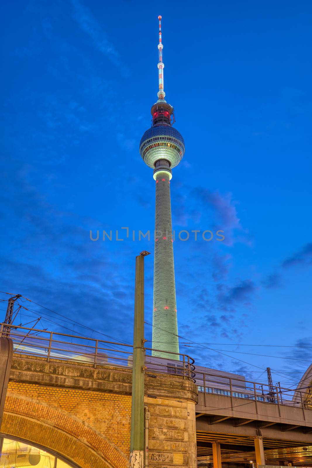 The famous Television Tower in Berlin at night