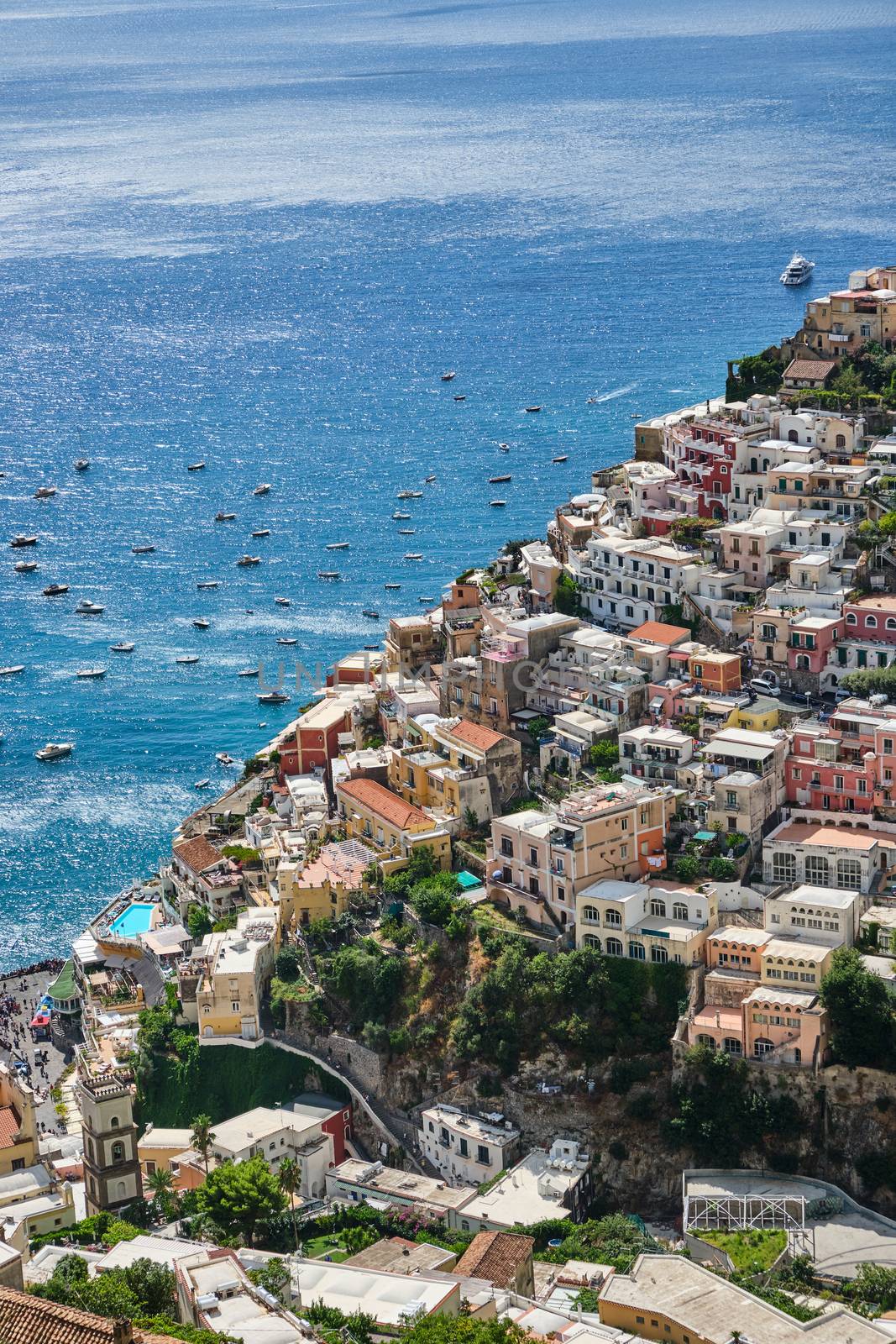 View of the beautiful town of Positano on the italian Amalfi coast