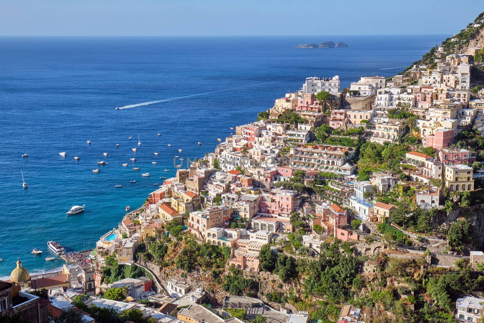 Lovely Positano on the italian Amalfi Coast on a sunny day