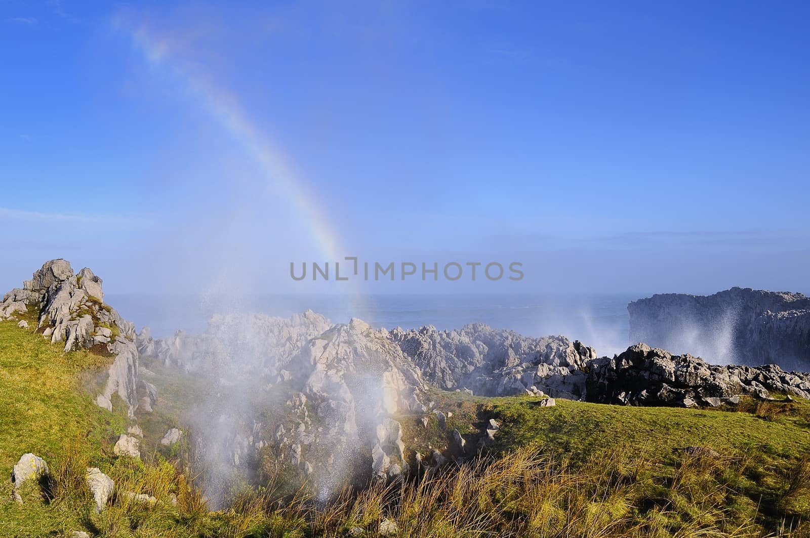 Bufones de Pria in the coast near a cliff in Asturias. by CreativePhotoSpain