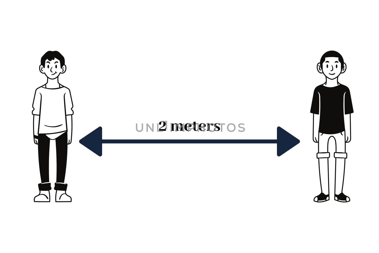 Social Distancing Icon Illustration for prevention against Corona Virus (Covid-19) disease pandemic. Minimum 2 meters distance should be maintained as suggested by World Health Organization (WHO)