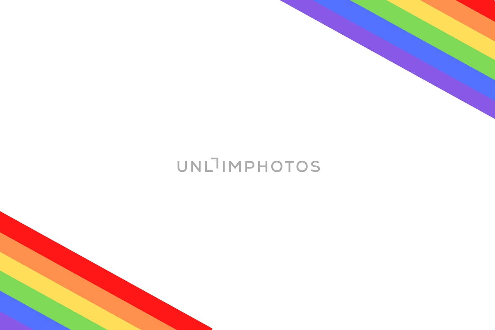 White copy space with colorful rainbow flag or pride flag / banner of LGBTQ (Lesbian, gay, bisexual, transgender & Queer) organization on sides . Pride month parades are celebrated in June