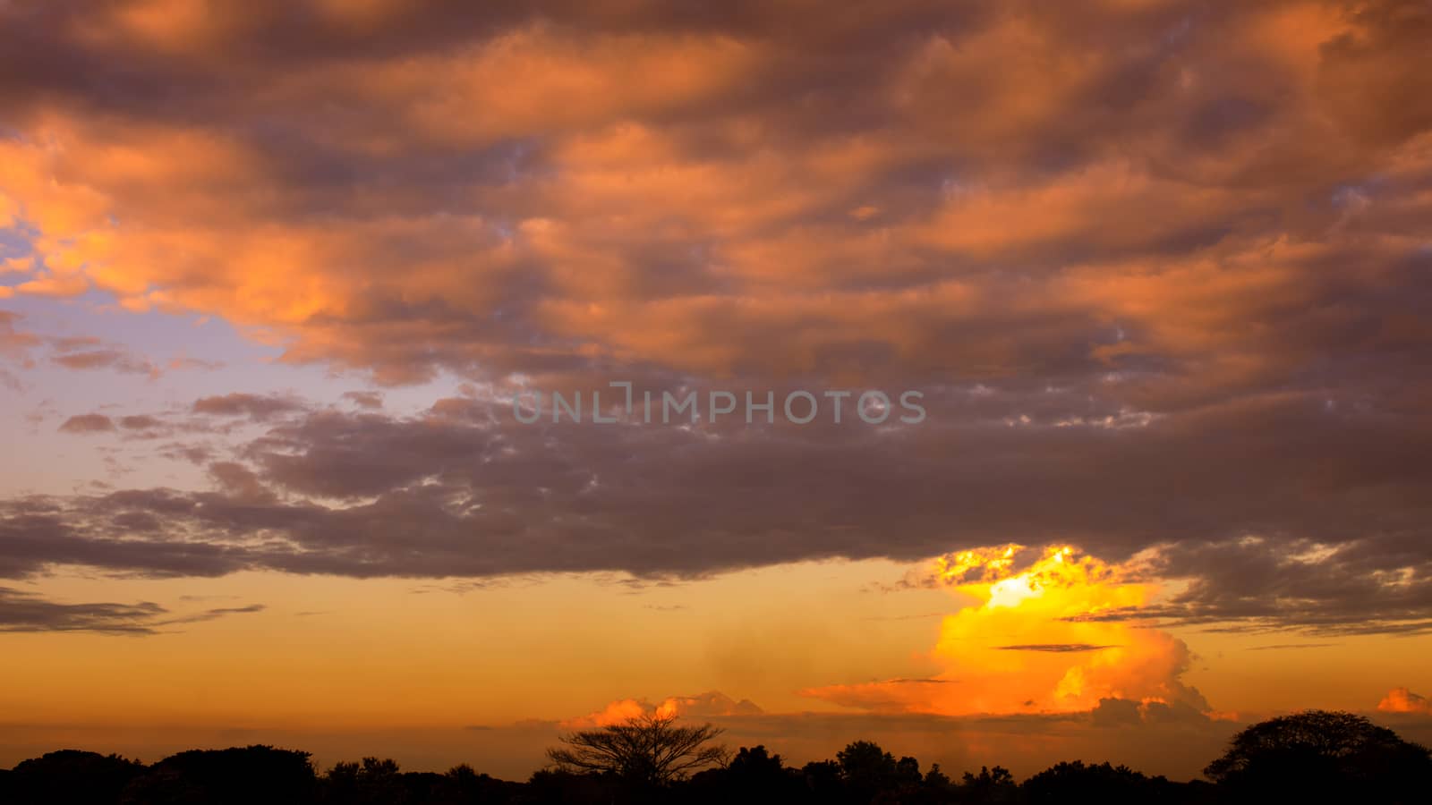 Dramatic twilight sunset and clouds at dusk background.