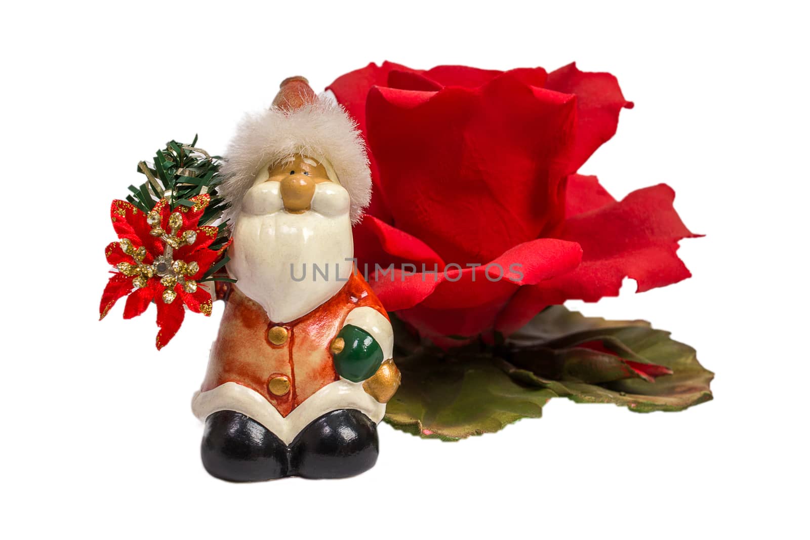 Santa Claus Doll isolated on white background, studio shot.