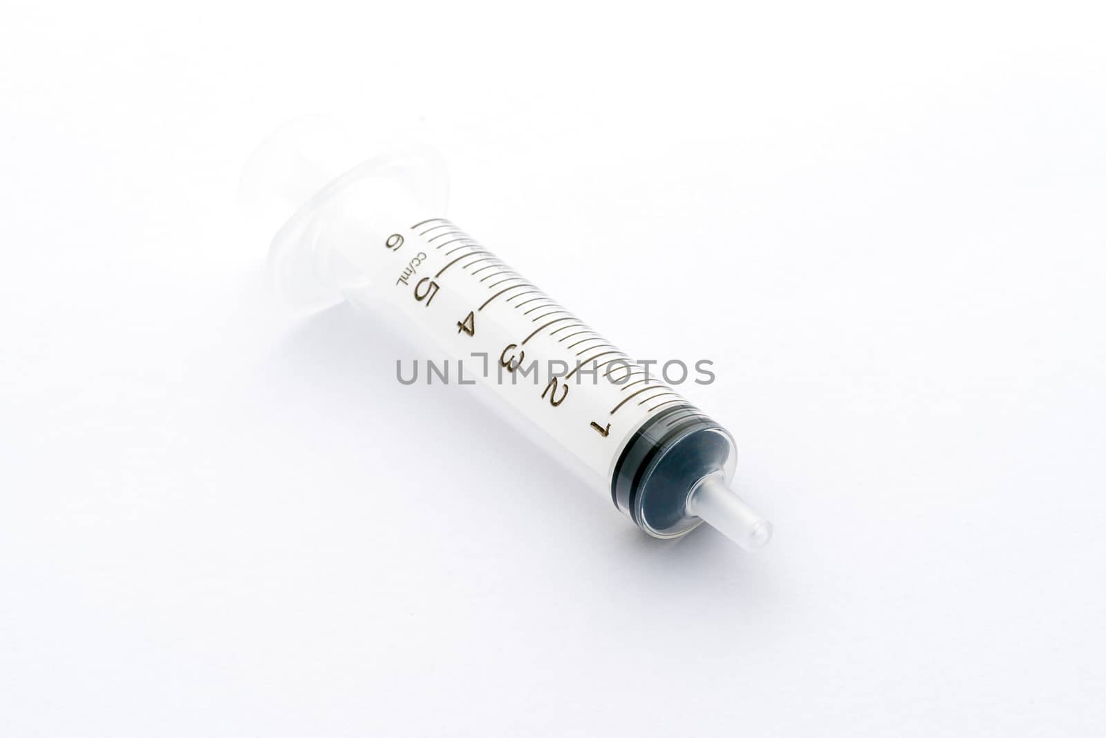 Studio shot of blank syringe isolated on white background.