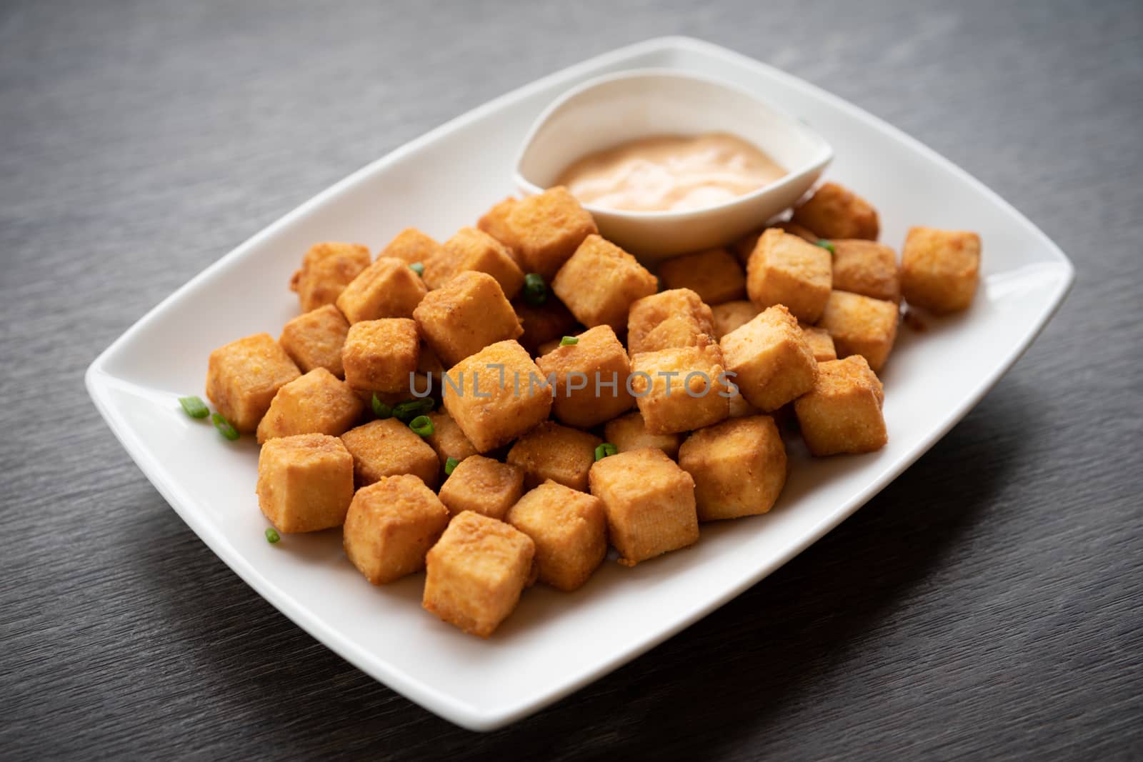 Crispy deep fried tofu in Chinese style.