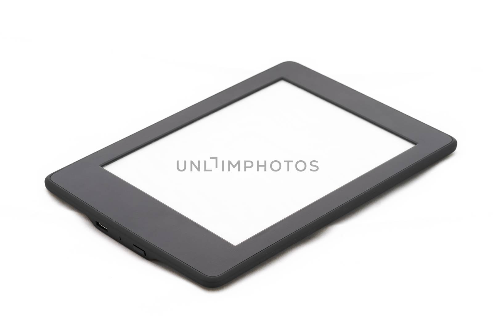 Isolated e-book reader or e-reader on white background.