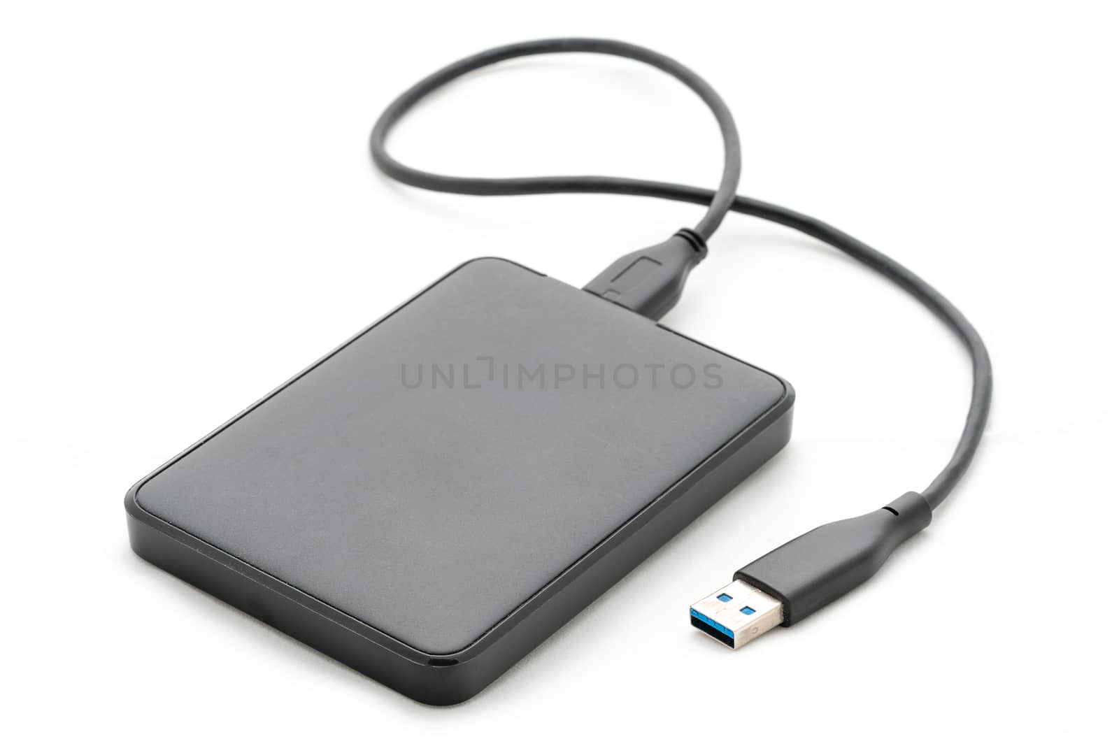 Isolated external hard drive or hard disk or HDD on white background.
