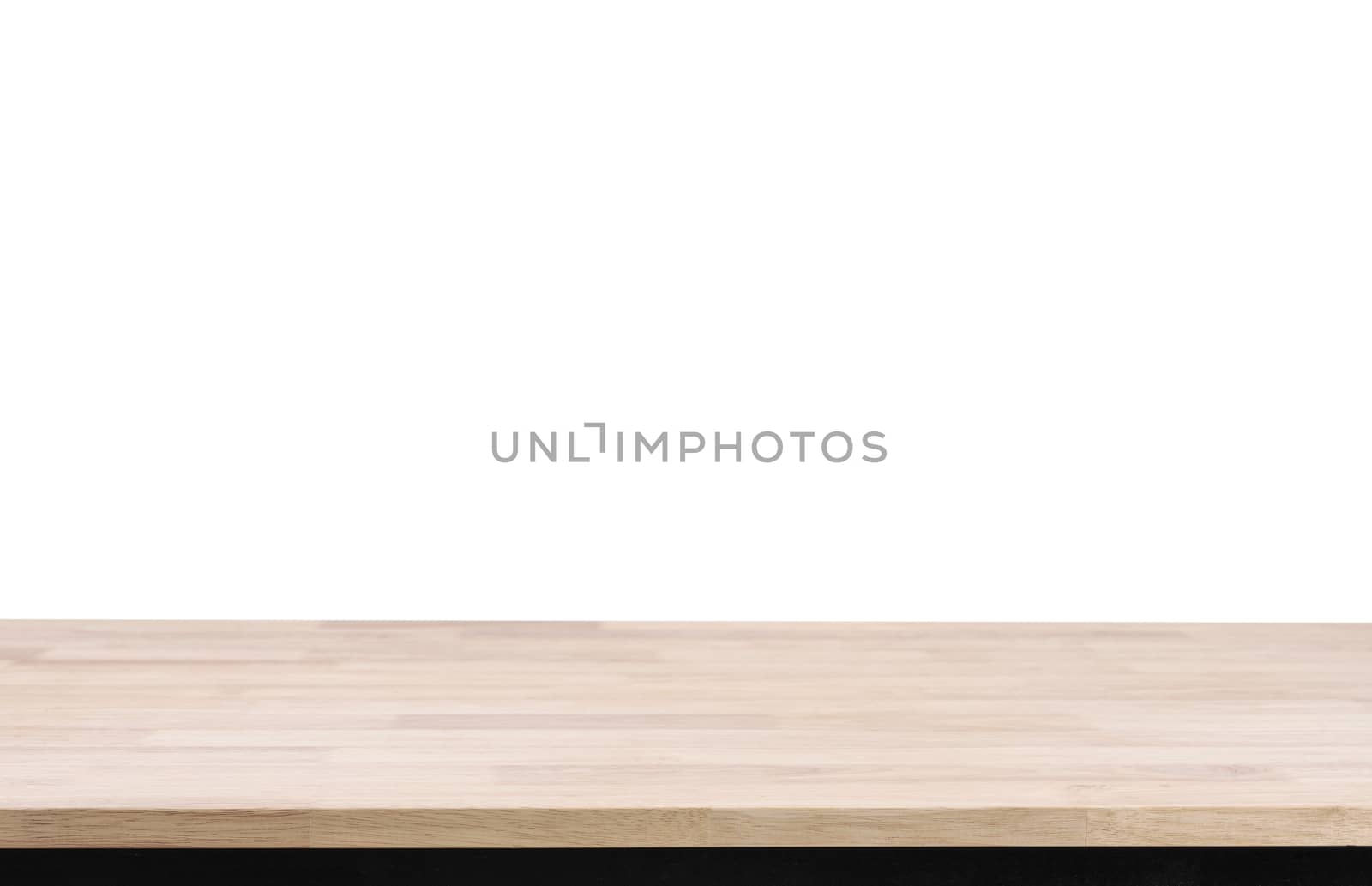 Wood table top on white background, can be used for display or montage your product.