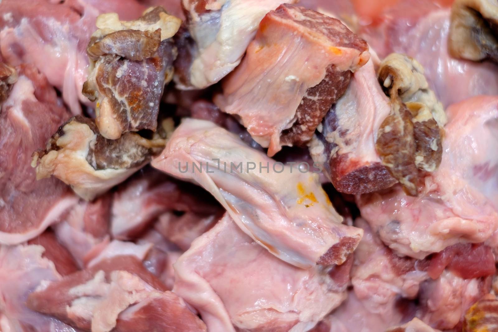 Close up shot of fresh pork rib.