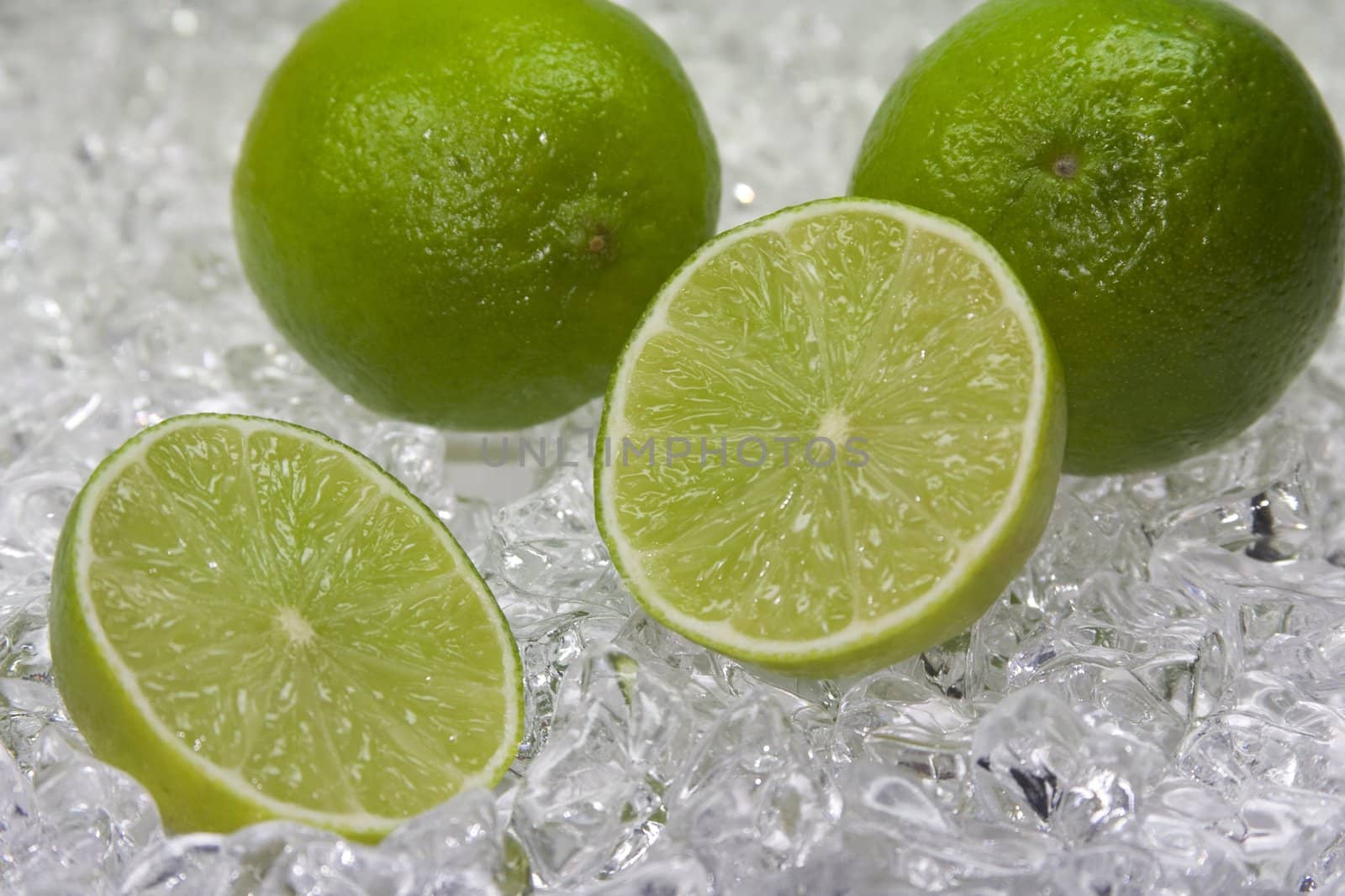 fresh lime on cold ice