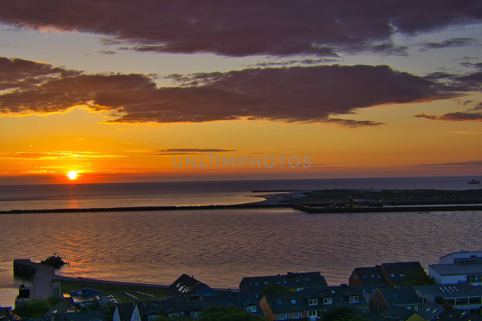 Heligoland - look on the island dune - sunrise over the sea