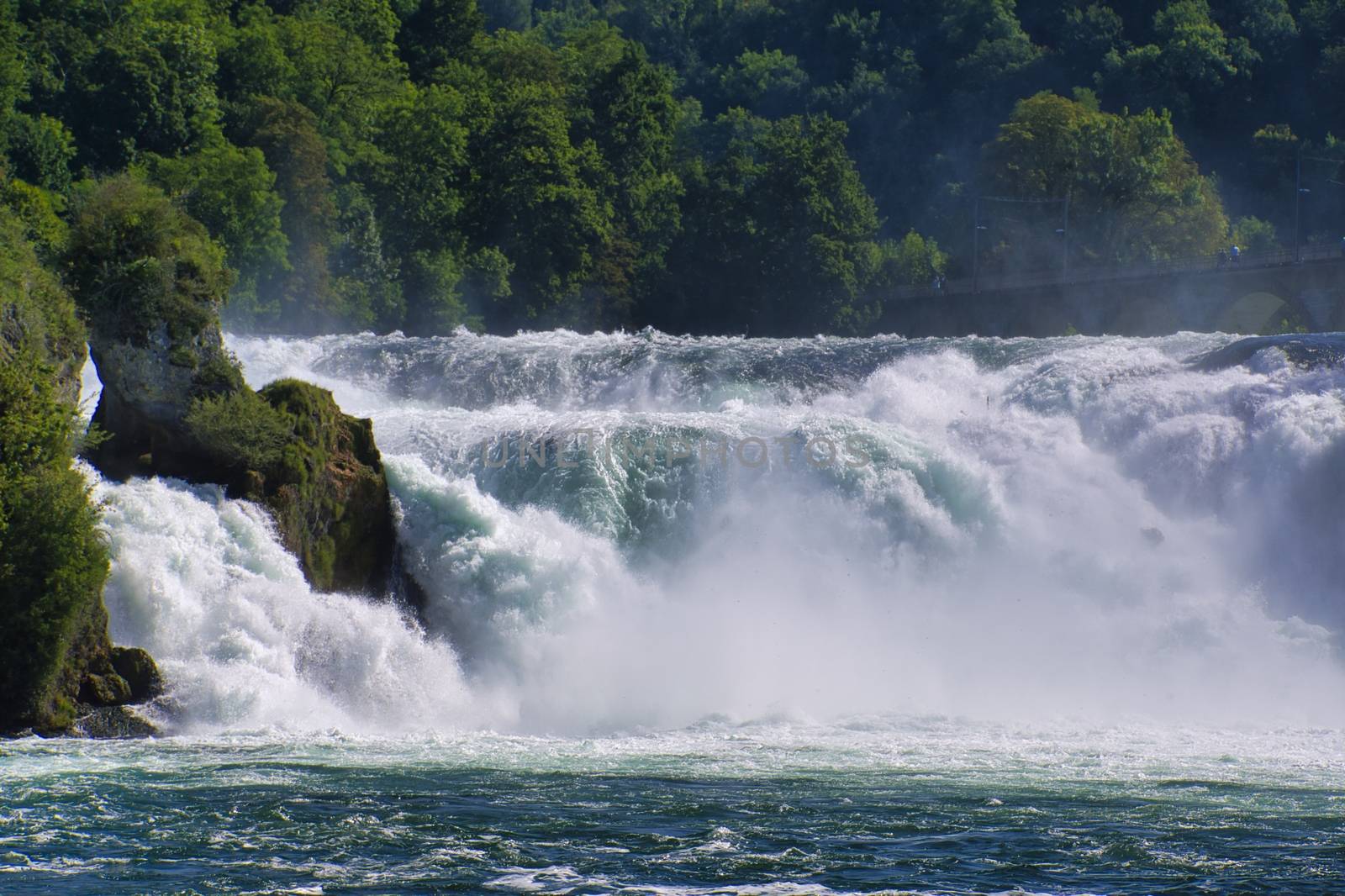 the famous rhine falls in the swiss near the city of Schaffhausen - sunny day and blue sky