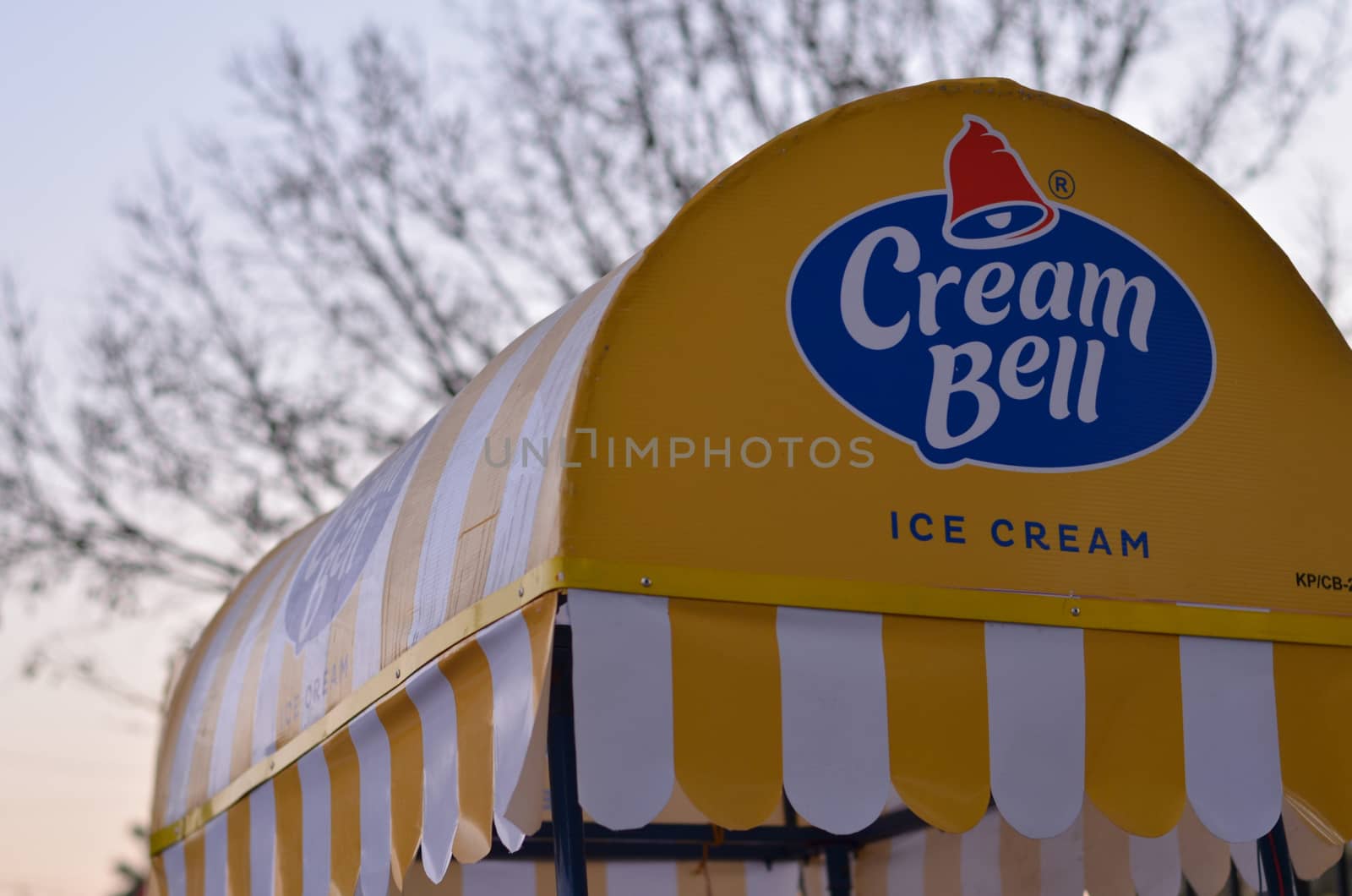 New Delhi, India, 2020. Cream Bell Ice cream stalls near India gate in Delhi. A central spot for tourists and locals, most people go out to eat ice cream in the evening at these stalls.