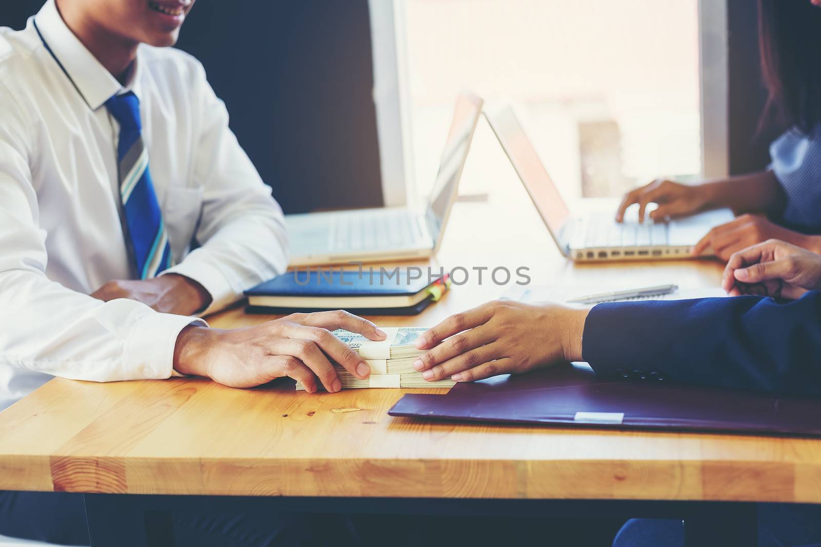 Business woman signing a loan for investment, negotiation by numberone9018