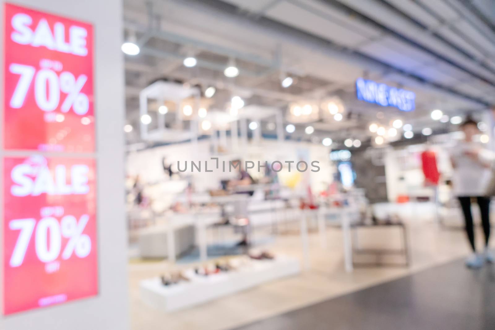 Abstract defocused with bokeh image of shopping mall. by NuwatPhoto